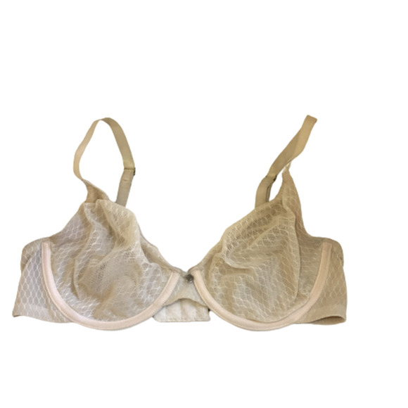 NATORI Paradox Unlined Unpadded Underwired T-Shirt Bra Beige Mesh Seamless 32D - Picture 1 of 6